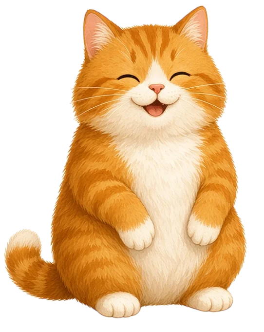 Nan the orange cat, in the garden, ready to play a rhyming game