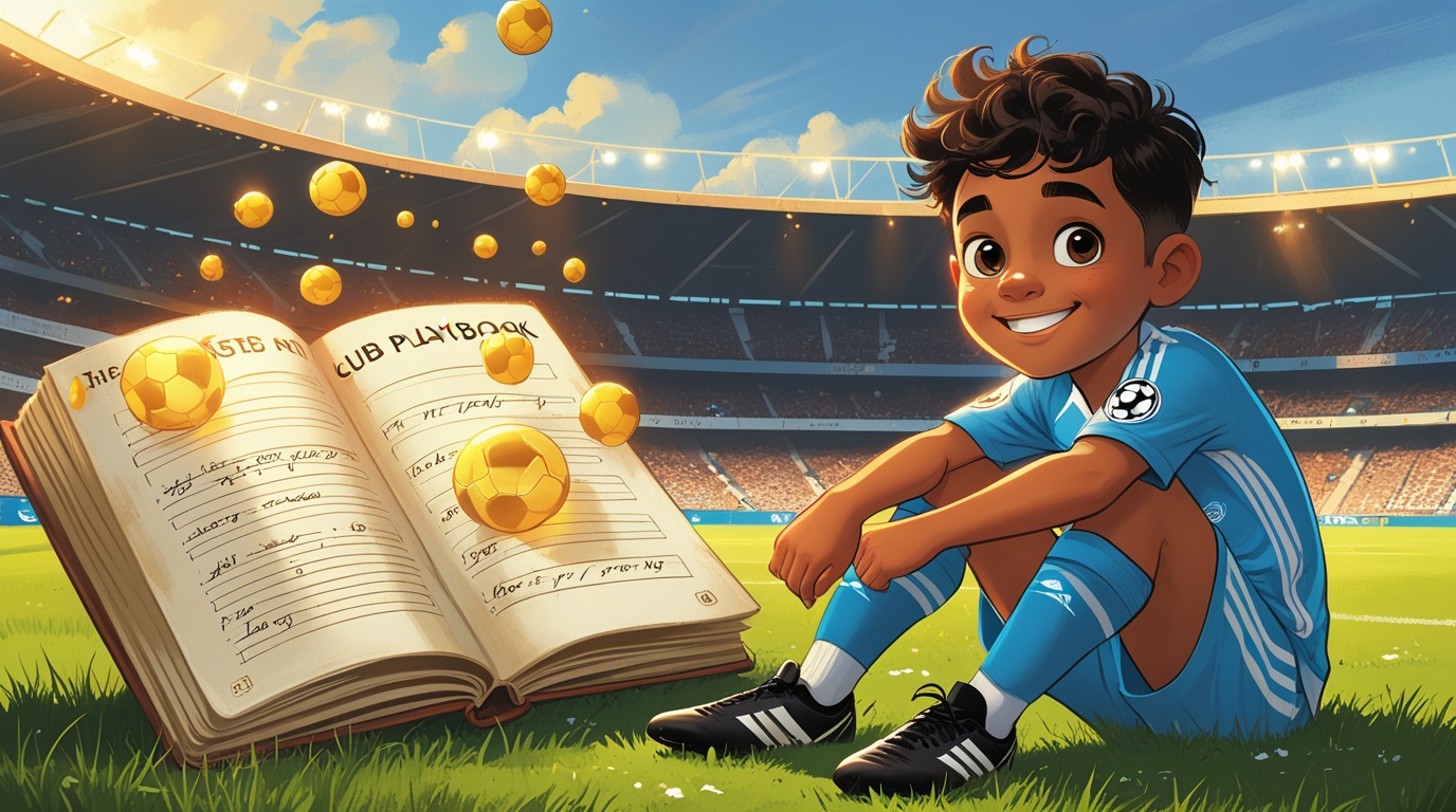 Champions: a coach and a young player go over the playbook together