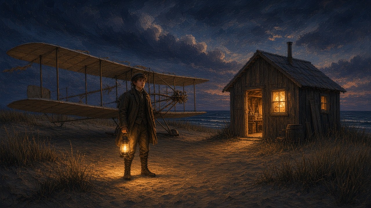 Night Watch at Kitty Hawk, for older readers: the Wright brothers' flyer on the dunes at Kitty Hawk, 1903