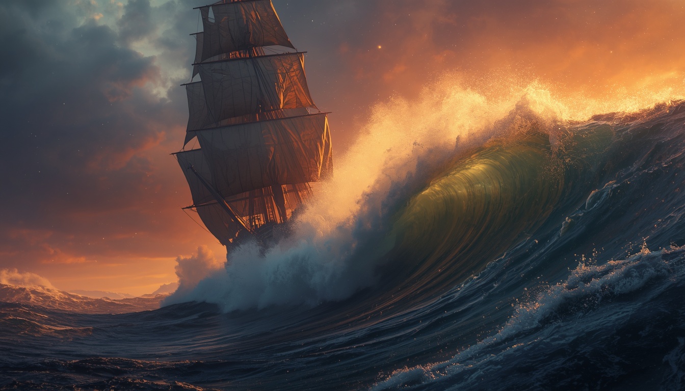 Concept art: a rescue on storm-lit sea cliffs