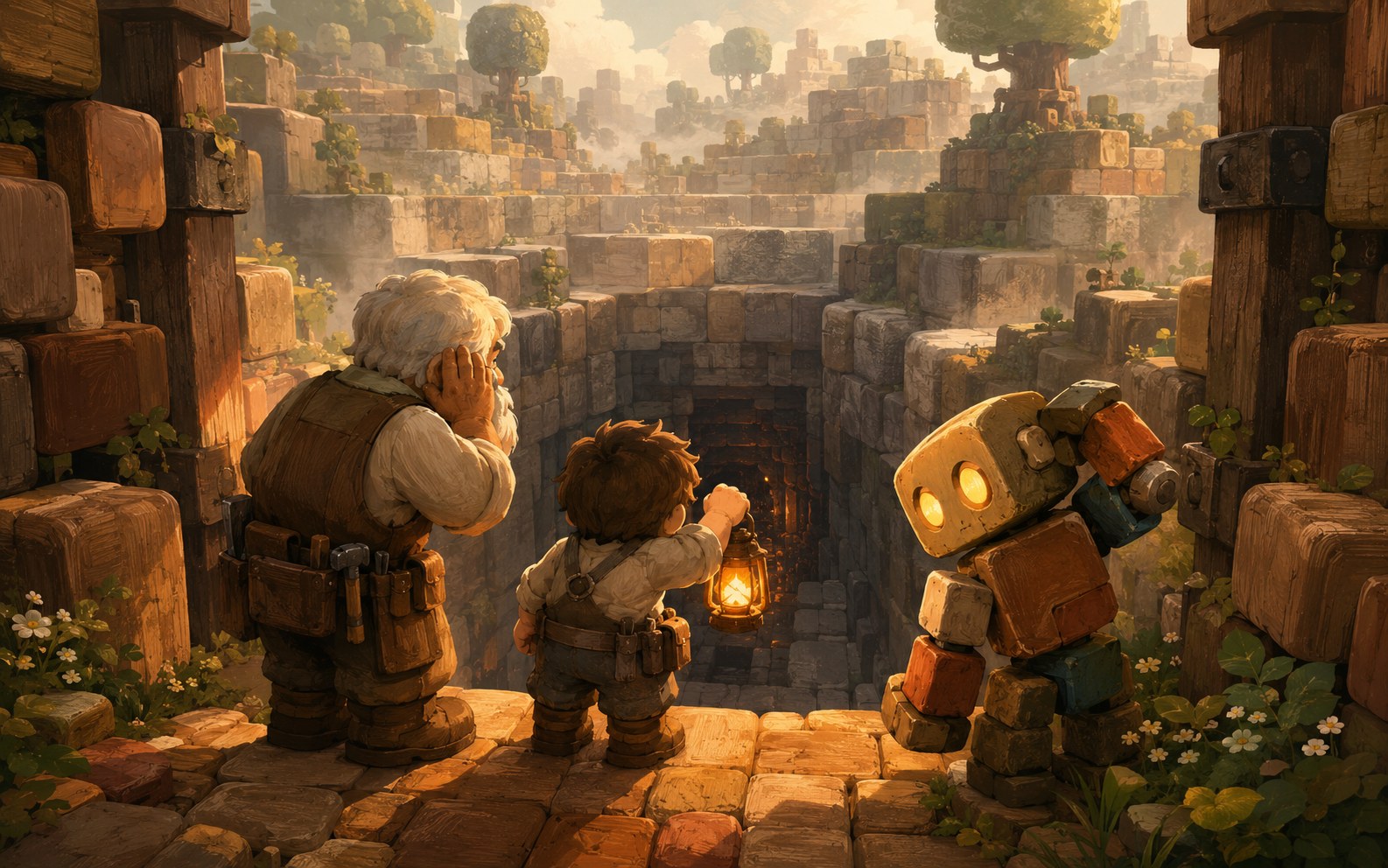 Art from Blockfall, episode 3: the old quarry gate with its carved gatepost