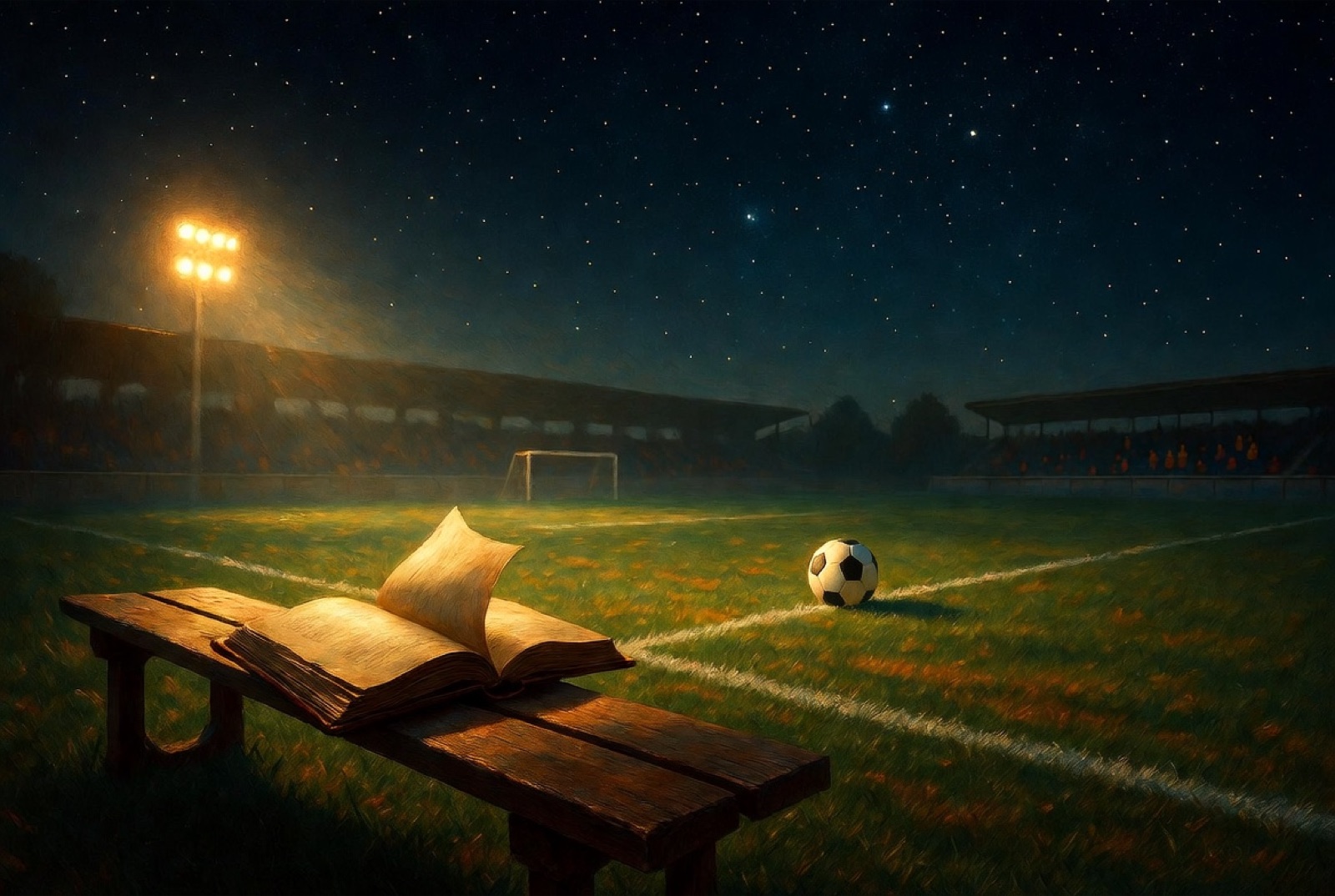 Champions at night: the floodlit field before the big game
